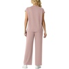 image:imageGRECERELLE Womens Summer 2 Piece Outfits Wide Leg Pants Lounge SetRose Pink