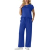 image:imageGRECERELLE Womens Summer 2 Piece Outfits Wide Leg Pants Lounge SetRoyal Blue