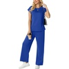 image:imageGRECERELLE Womens Summer 2 Piece Outfits Wide Leg Pants Lounge SetRoyal Blue