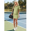 image:imageGRECERELLE Womens Summer 2 Piece Skort Set Half Zip Short Sleeve Top amp Pocketed Tennis Skirt For Sports amp VacationsAvocado Green