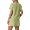 image:imageGRECERELLE Womens Summer 2 Piece Skort Set Half Zip Short Sleeve Top amp Pocketed Tennis Skirt For Sports amp VacationsAvocado Green