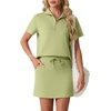 image:imageGRECERELLE Womens Summer 2 Piece Skort Set Half Zip Short Sleeve Top amp Pocketed Tennis Skirt For Sports amp VacationsAvocado Green