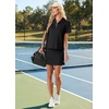 image:imageGRECERELLE Womens Summer 2 Piece Skort Set Half Zip Short Sleeve Top amp Pocketed Tennis Skirt For Sports amp VacationsBlack