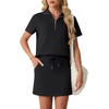 image:imageGRECERELLE Womens Summer 2 Piece Skort Set Half Zip Short Sleeve Top amp Pocketed Tennis Skirt For Sports amp VacationsBlack