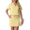 image:imageGRECERELLE Womens Summer 2 Piece Skort Set Half Zip Short Sleeve Top amp Pocketed Tennis Skirt For Sports amp VacationsButter Yellow