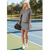 image:imageGRECERELLE Womens Summer 2 Piece Skort Set Half Zip Short Sleeve Top amp Pocketed Tennis Skirt For Sports amp VacationsCharcoal Grey