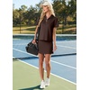 image:imageGRECERELLE Womens Summer 2 Piece Skort Set Half Zip Short Sleeve Top amp Pocketed Tennis Skirt For Sports amp VacationsDark Coffee