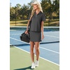 image:imageGRECERELLE Womens Summer 2 Piece Skort Set Half Zip Short Sleeve Top amp Pocketed Tennis Skirt For Sports amp VacationsDark Gray