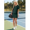 image:imageGRECERELLE Womens Summer 2 Piece Skort Set Half Zip Short Sleeve Top amp Pocketed Tennis Skirt For Sports amp VacationsDark Green