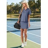 image:imageGRECERELLE Womens Summer 2 Piece Skort Set Half Zip Short Sleeve Top amp Pocketed Tennis Skirt For Sports amp VacationsDenim Blue