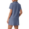 image:imageGRECERELLE Womens Summer 2 Piece Skort Set Half Zip Short Sleeve Top amp Pocketed Tennis Skirt For Sports amp VacationsDenim Blue