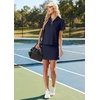 image:imageGRECERELLE Womens Summer 2 Piece Skort Set Half Zip Short Sleeve Top amp Pocketed Tennis Skirt For Sports amp VacationsNavy Blue