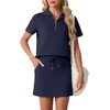 image:imageGRECERELLE Womens Summer 2 Piece Skort Set Half Zip Short Sleeve Top amp Pocketed Tennis Skirt For Sports amp VacationsNavy Blue