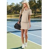 image:imageGRECERELLE Womens Summer 2 Piece Skort Set Half Zip Short Sleeve Top amp Pocketed Tennis Skirt For Sports amp VacationsOatmeal