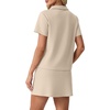 image:imageGRECERELLE Womens Summer 2 Piece Skort Set Half Zip Short Sleeve Top amp Pocketed Tennis Skirt For Sports amp VacationsOatmeal