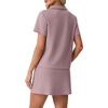 image:imageGRECERELLE Womens Summer 2 Piece Skort Set Half Zip Short Sleeve Top amp Pocketed Tennis Skirt For Sports amp VacationsRose Brown