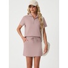 image:imageGRECERELLE Womens Summer 2 Piece Skort Set Half Zip Short Sleeve Top amp Pocketed Tennis Skirt For Sports amp VacationsRose Pink