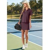 image:imageGRECERELLE Womens Summer 2 Piece Skort Set Half Zip Short Sleeve Top amp Pocketed Tennis Skirt For Sports amp VacationsRosewood