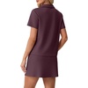 image:imageGRECERELLE Womens Summer 2 Piece Skort Set Half Zip Short Sleeve Top amp Pocketed Tennis Skirt For Sports amp VacationsRosewood