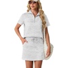 image:imageGRECERELLE Womens Summer 2 Piece Skort Set Half Zip Short Sleeve Top amp Pocketed Tennis Skirt For Sports amp VacationsWhite Gray
