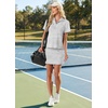 image:imageGRECERELLE Womens Summer 2 Piece Skort Set Half Zip Short Sleeve Top amp Pocketed Tennis Skirt For Sports amp VacationsWhite Gray