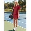 image:imageGRECERELLE Womens Summer 2 Piece Skort Set Half Zip Short Sleeve Top amp Pocketed Tennis Skirt For Sports amp VacationsWine Red