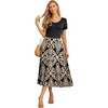 image:imageGRECERELLE Womens Summer Casual Short Sleeve Crewneck Tiered Flowy Maxi Long Dress with Pockets S2XL01 Prints Khaki