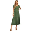 image:imageGRECERELLE Womens Summer Casual Short Sleeve Crewneck Tiered Flowy Maxi Long Dress with Pockets S2XLArmy Green