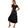 image:imageGRECERELLE Womens Summer Casual Short Sleeve Crewneck Tiered Flowy Maxi Long Dress with Pockets S2XLBlack