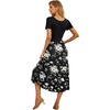 image:imageGRECERELLE Womens Summer Casual Short Sleeve Crewneck Tiered Flowy Maxi Long Dress with Pockets S2XLBlack White Flower
