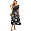 image:imageGRECERELLE Womens Summer Casual Short Sleeve Crewneck Tiered Flowy Maxi Long Dress with Pockets S2XLBlack White Flower