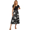 image:imageGRECERELLE Womens Summer Casual Short Sleeve Crewneck Tiered Flowy Maxi Long Dress with Pockets S2XLBlack White Flower