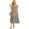 image:imageGRECERELLE Womens Summer Casual Short Sleeve Crewneck Tiered Flowy Maxi Long Dress with Pockets S2XLBlack Yellow
