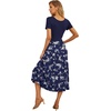 image:imageGRECERELLE Womens Summer Casual Short Sleeve Crewneck Tiered Flowy Maxi Long Dress with Pockets S2XLBlue Small Flower
