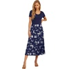 image:imageGRECERELLE Womens Summer Casual Short Sleeve Crewneck Tiered Flowy Maxi Long Dress with Pockets S2XLBlue Small Flower