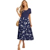 image:imageGRECERELLE Womens Summer Casual Short Sleeve Crewneck Tiered Flowy Maxi Long Dress with Pockets S2XLBlue Small Flower