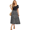 image:imageGRECERELLE Womens Summer Casual Short Sleeve Crewneck Tiered Flowy Maxi Long Dress with Pockets S2XLLeopard Print Black