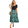 image:imageGRECERELLE Womens Summer Casual Short Sleeve Crewneck Tiered Flowy Maxi Long Dress with Pockets S2XLPrints Bluegreen