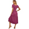 image:imageGRECERELLE Womens Summer Casual Short Sleeve Crewneck Tiered Flowy Maxi Long Dress with Pockets S2XLRed Gray