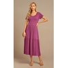 image:imageGRECERELLE Womens Summer Casual Short Sleeve Crewneck Tiered Flowy Maxi Long Dress with Pockets S2XLRed Gray