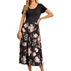 image:imageGRECERELLE Womens Summer Casual Short Sleeve Crewneck Tiered Flowy Maxi Long Dress with Pockets S2XLRose Black