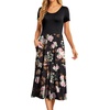 image:imageGRECERELLE Womens Summer Casual Short Sleeve Crewneck Tiered Flowy Maxi Long Dress with Pockets S2XLRose Black