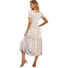 image:imageGRECERELLE Womens Summer Casual Short Sleeve Crewneck Tiered Flowy Maxi Long Dress with Pockets S2XLWhite Pink Rose