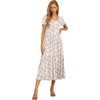 image:imageGRECERELLE Womens Summer Casual Short Sleeve Crewneck Tiered Flowy Maxi Long Dress with Pockets S2XLWhite Pink Rose