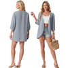 image:imageGRECERELLE Womens Summer Lightweight 34 Sleeve Cardigan Open Front Casual Loose Kimono Cover Ups with PocketsHaze Blue