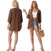 image:imageGRECERELLE Womens Summer Lightweight 34 Sleeve Cardigan Open Front Casual Loose Kimono Cover Ups with PocketsLd Coffee