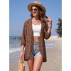 image:imageGRECERELLE Womens Summer Lightweight 34 Sleeve Cardigan Open Front Casual Loose Kimono Cover Ups with PocketsLd Coffee