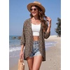 image:imageGRECERELLE Womens Summer Lightweight 34 Sleeve Cardigan Open Front Casual Loose Kimono Cover Ups with PocketsLd Dark Khaki