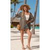 image:imageGRECERELLE Womens Summer Lightweight 34 Sleeve Cardigan Open Front Casual Loose Kimono Cover Ups with PocketsLd Dark Khaki