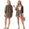 image:imageGRECERELLE Womens Summer Lightweight 34 Sleeve Cardigan Open Front Casual Loose Kimono Cover Ups with PocketsLd Dark Khaki